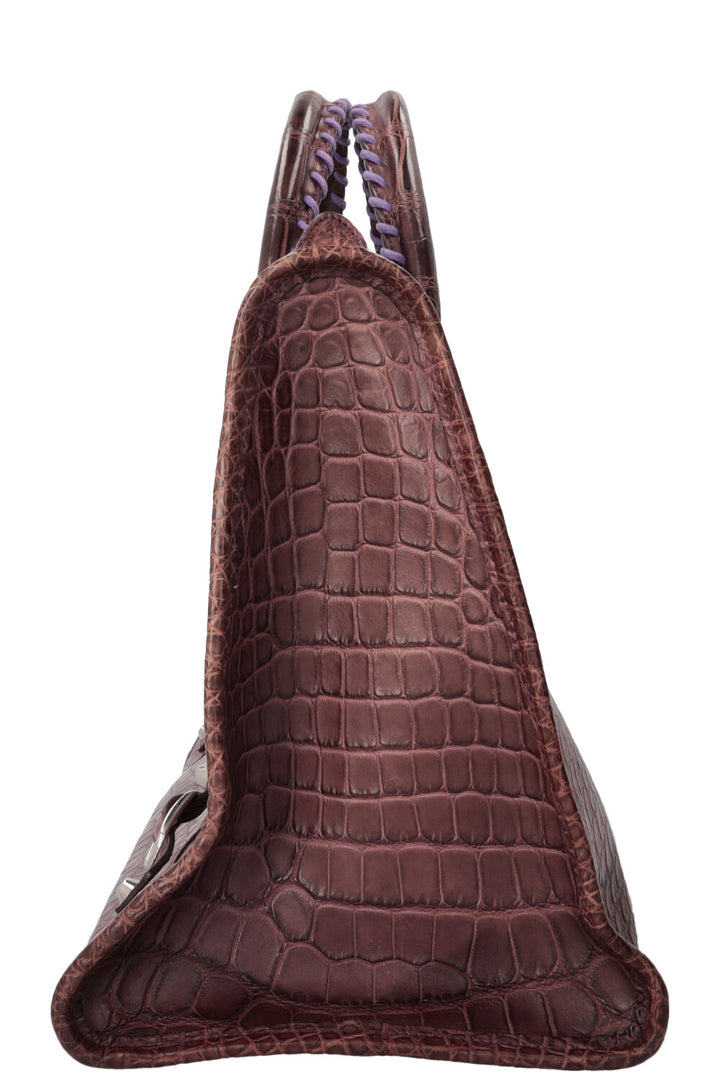 Sac City XL BALENCIAGA en alligator prune