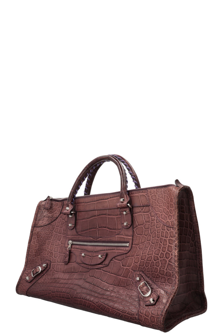 Sac City XL BALENCIAGA en alligator prune
