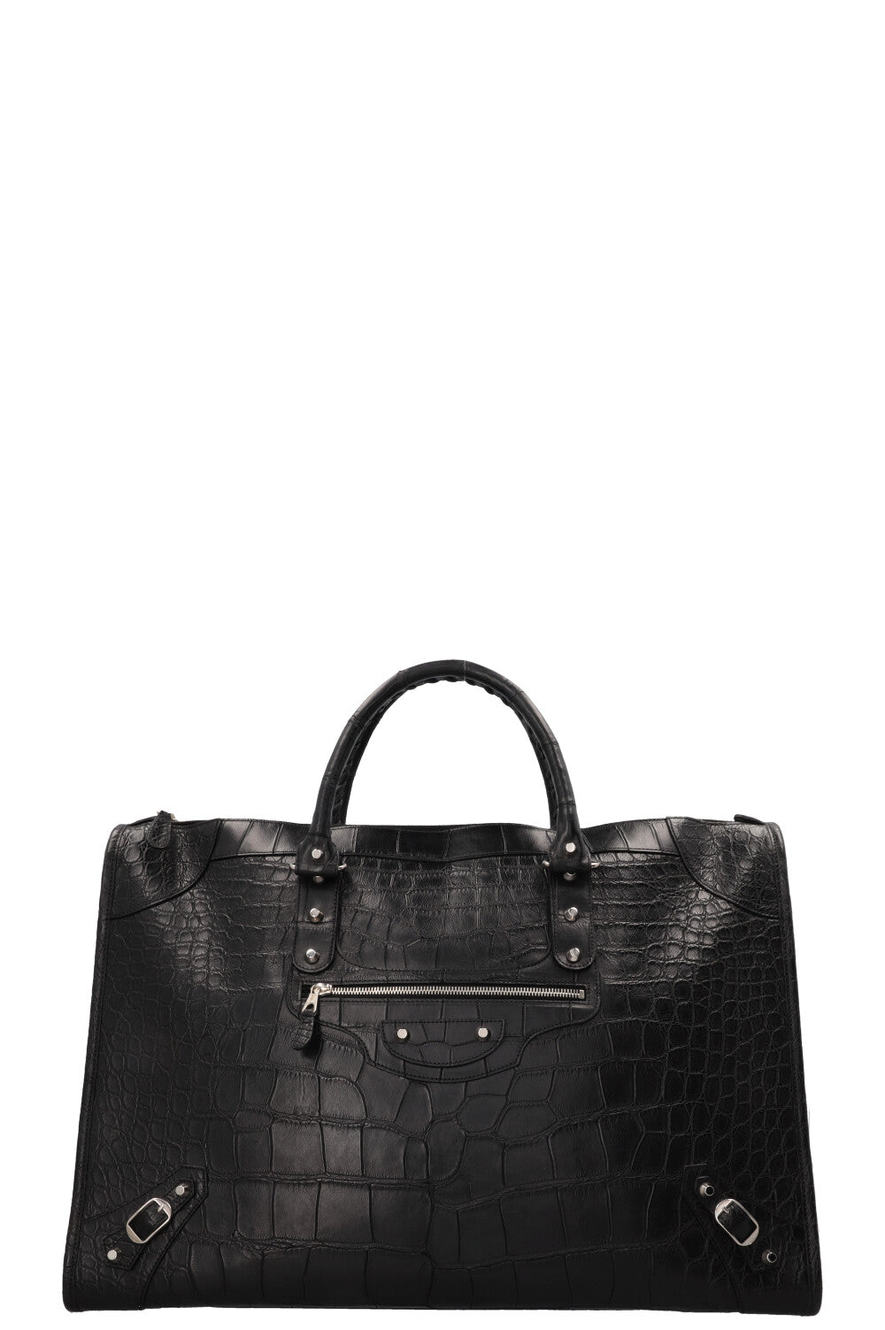 BALENCIAGA City Weekender Bag Alligator Black