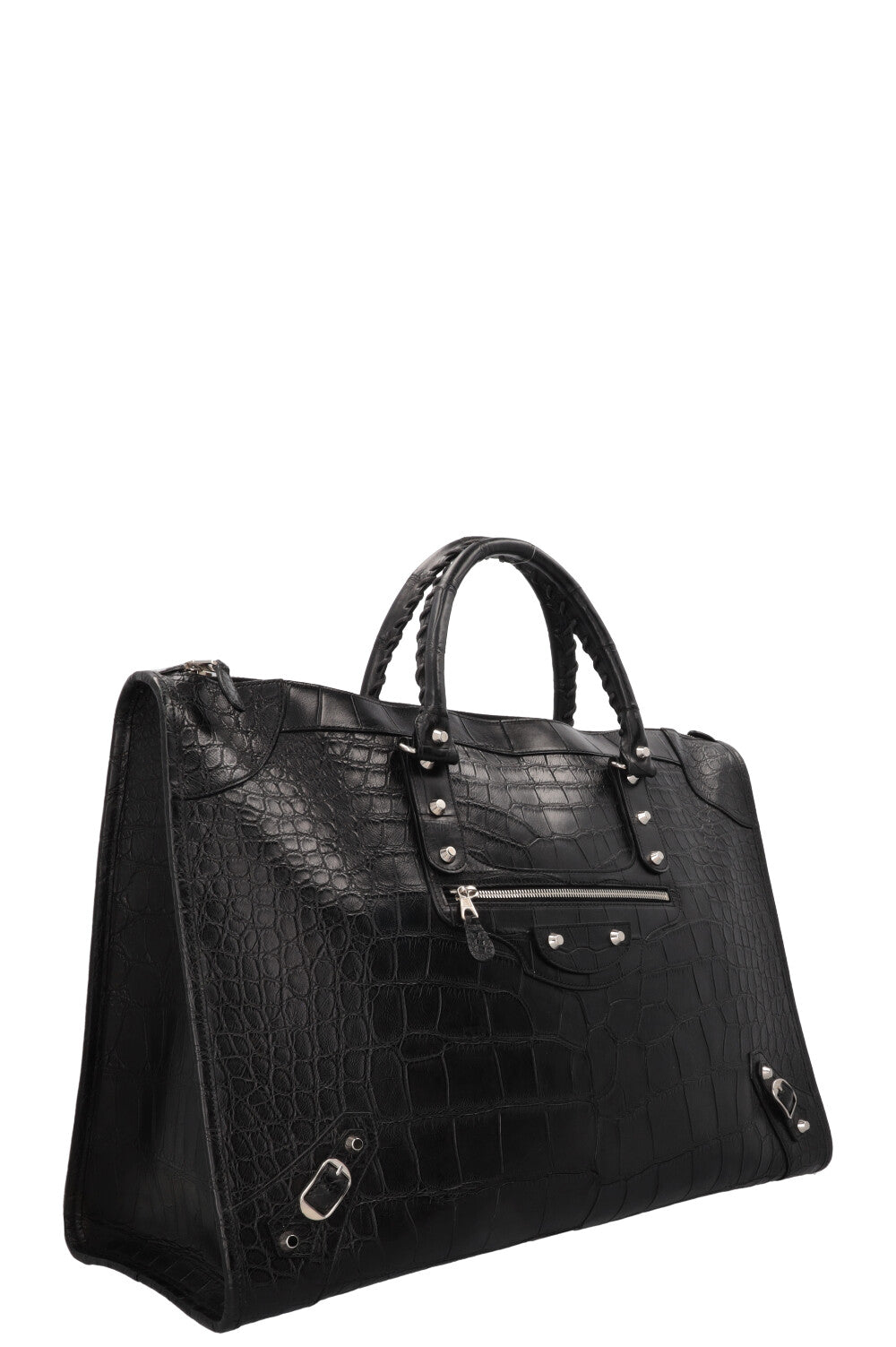 BALENCIAGA City Weekender Bag Alligator Black