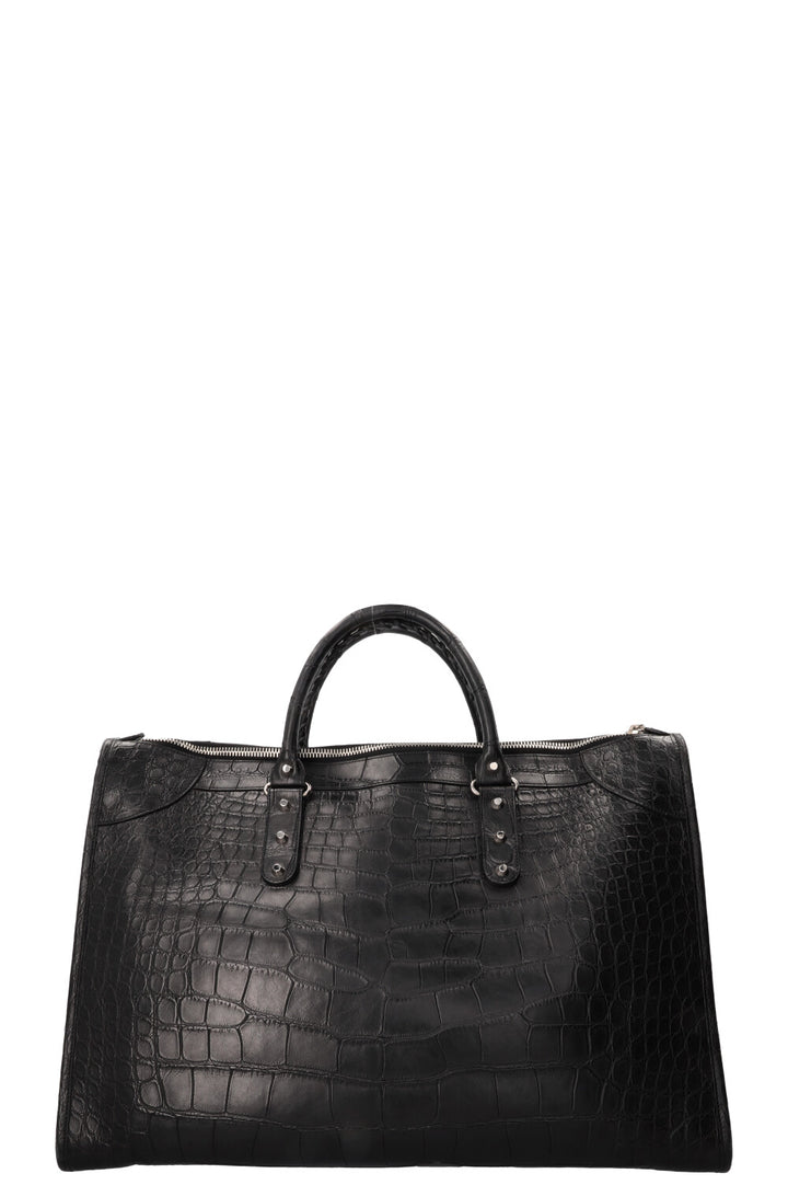 BALENCIAGA City Weekender Bag Alligator Black