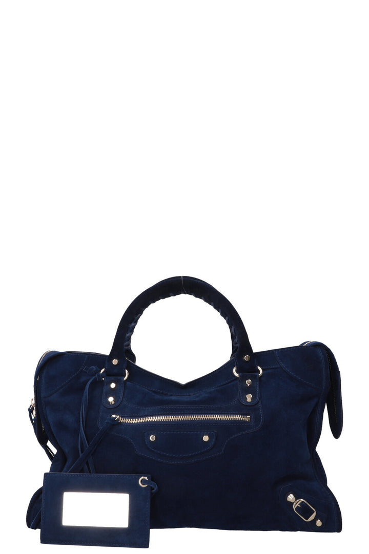 BALENCIAGA Classic City Bag Medium Suede Royal Blue