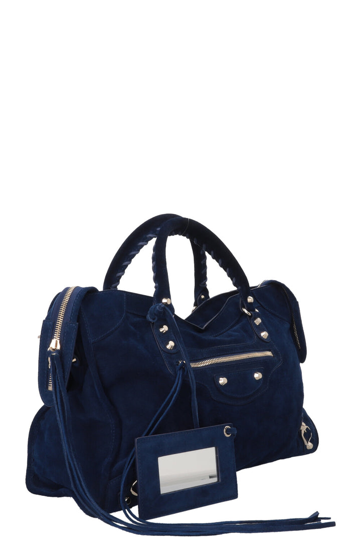 BALENCIAGA Classic City Bag Medium Suede Royal Blue