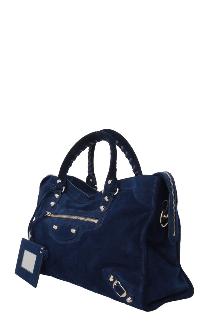 BALENCIAGA Classic City Bag Medium Suede Royal Blue