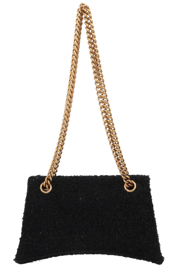 BALENCIAGA Crush Shoulder Bag Small Tweed Black