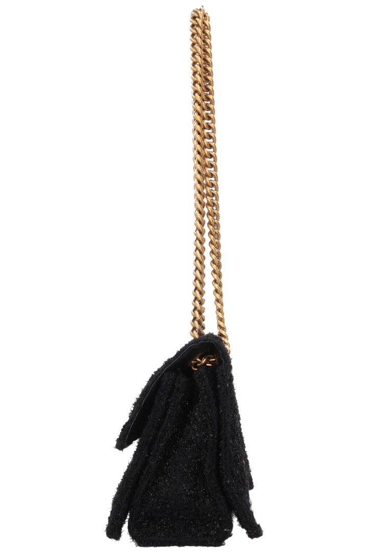 BALENCIAGA Crush Shoulder Bag Small Tweed Black