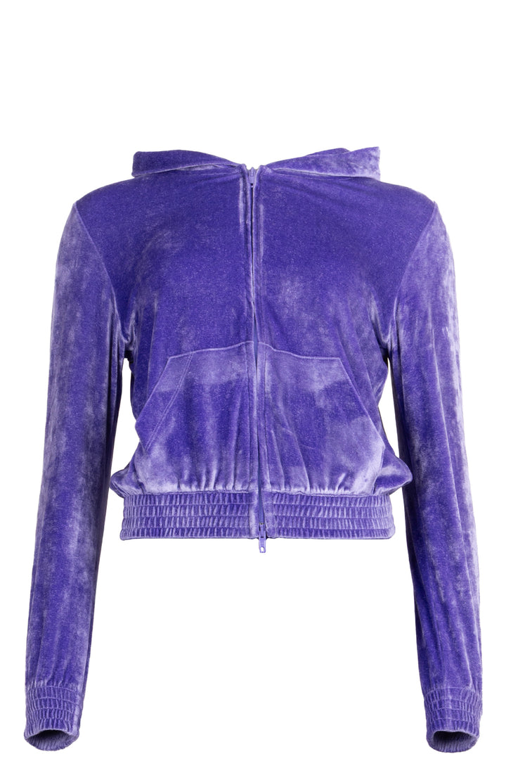 BALENCIAGA Crystal Logo Hooded Zip Jacket Velvet Purple