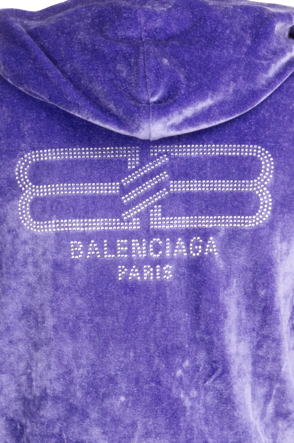 BALENCIAGA Crystal Logo Hooded Zip Jacket Velvet Purple
