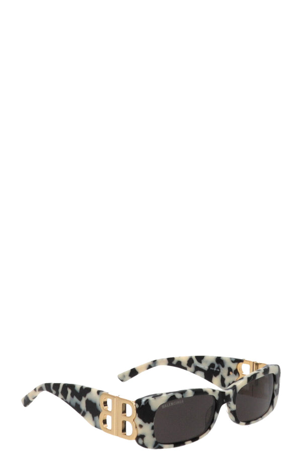 BALENCIAGA Lunettes de soleil rectangulaires Dynasty Acétate Noir Blanc BB0096S