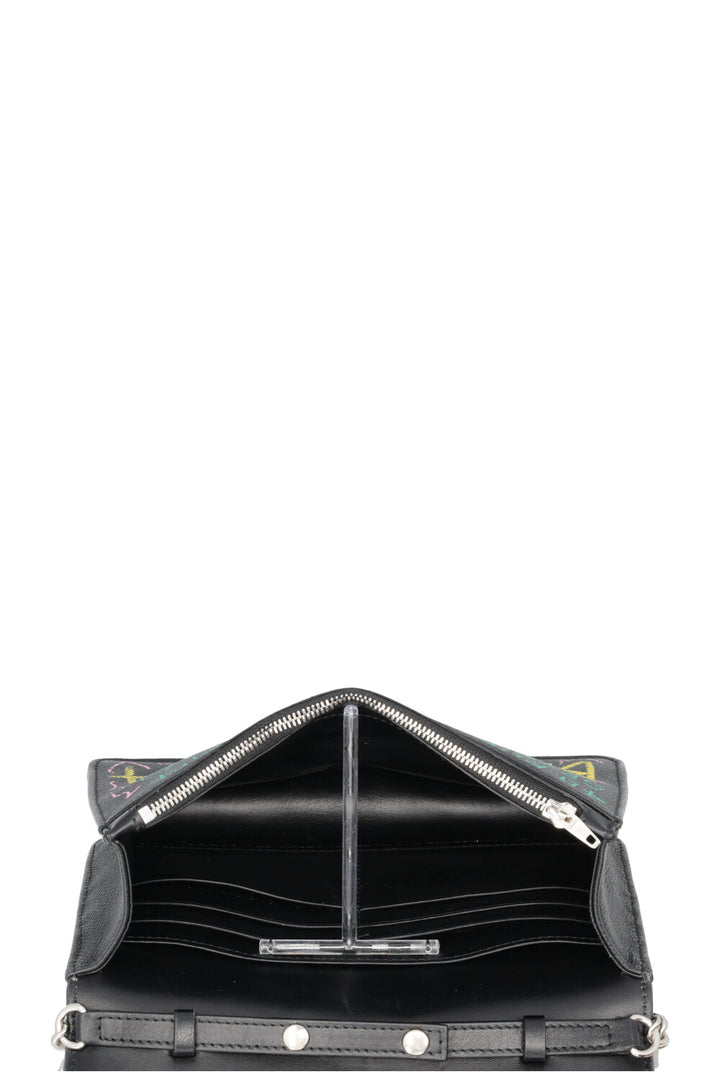 BALENCIAGA Graffiti Print BB WOC Grained Calfskin Black