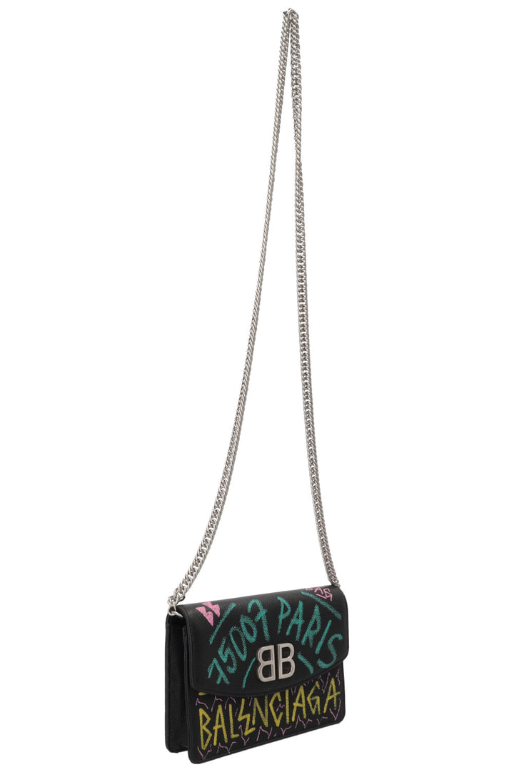 BALENCIAGA Graffiti Print BB WOC Grained Calfskin Black