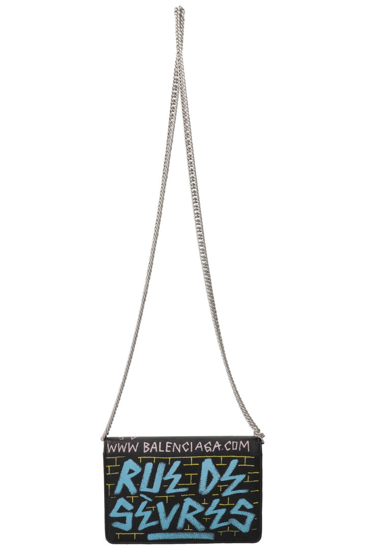 BALENCIAGA Graffiti Print BB WOC Grained Calfskin Black