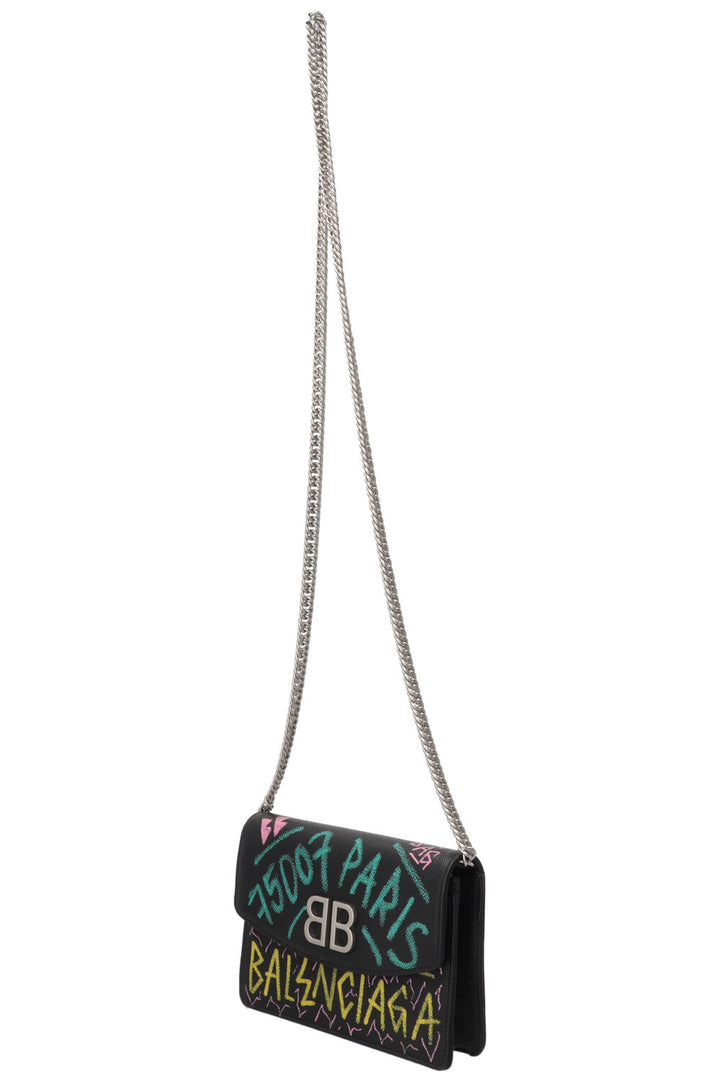 BALENCIAGA Graffiti Print BB WOC Grained Calfskin Black