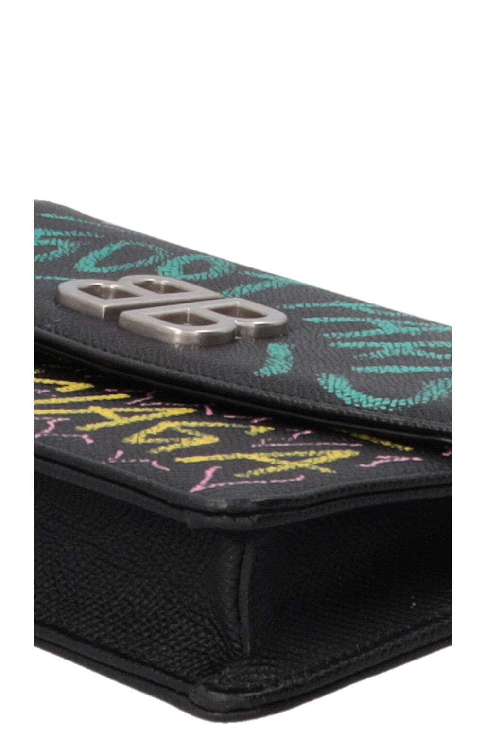 BALENCIAGA Graffiti Print BB WOC Grained Calfskin Black