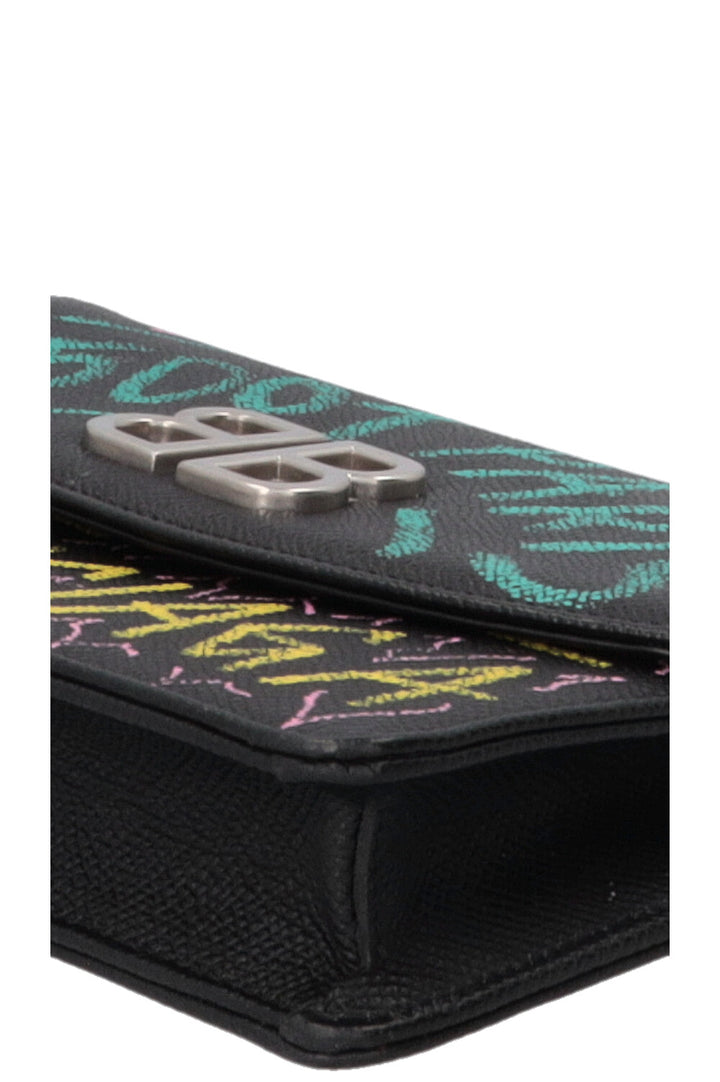 BALENCIAGA Graffiti Print BB WOC Grained Calfskin Black