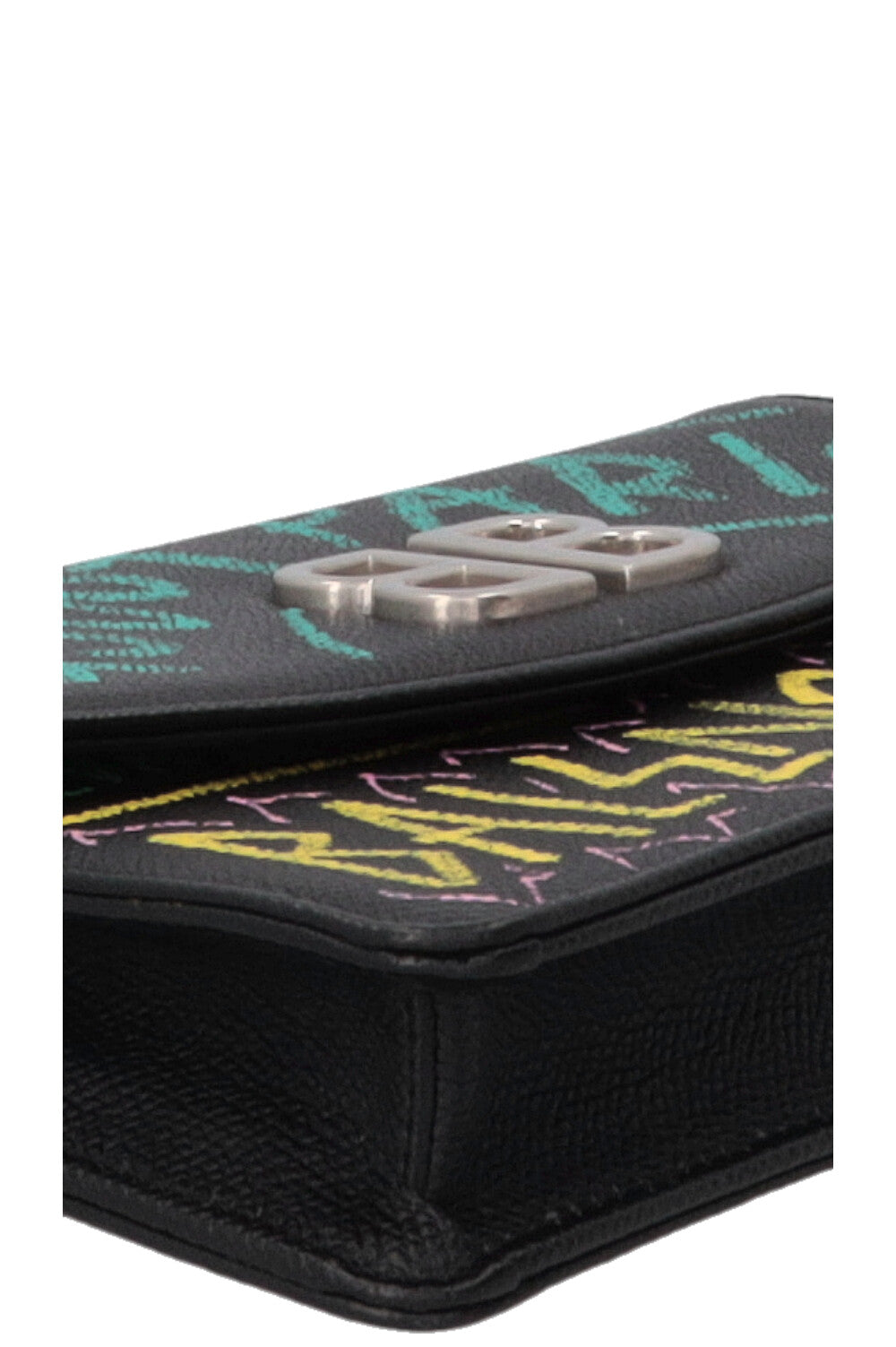 BALENCIAGA Graffiti Print BB WOC Grained Calfskin Black