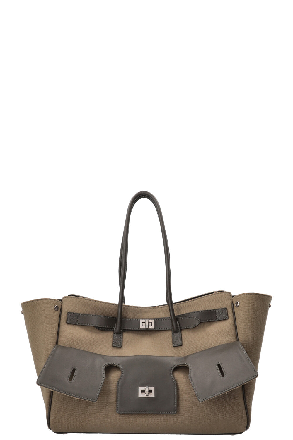 BALENCIAGA Medium Bel Air Carry All Bag Canvas Khaki