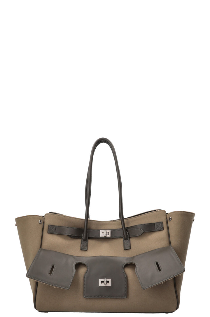 BALENCIAGA Medium Bel Air Carry All Bag Canvas Khaki