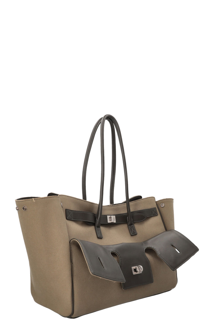 BALENCIAGA Medium Bel Air Carry All Bag Canvas Khaki