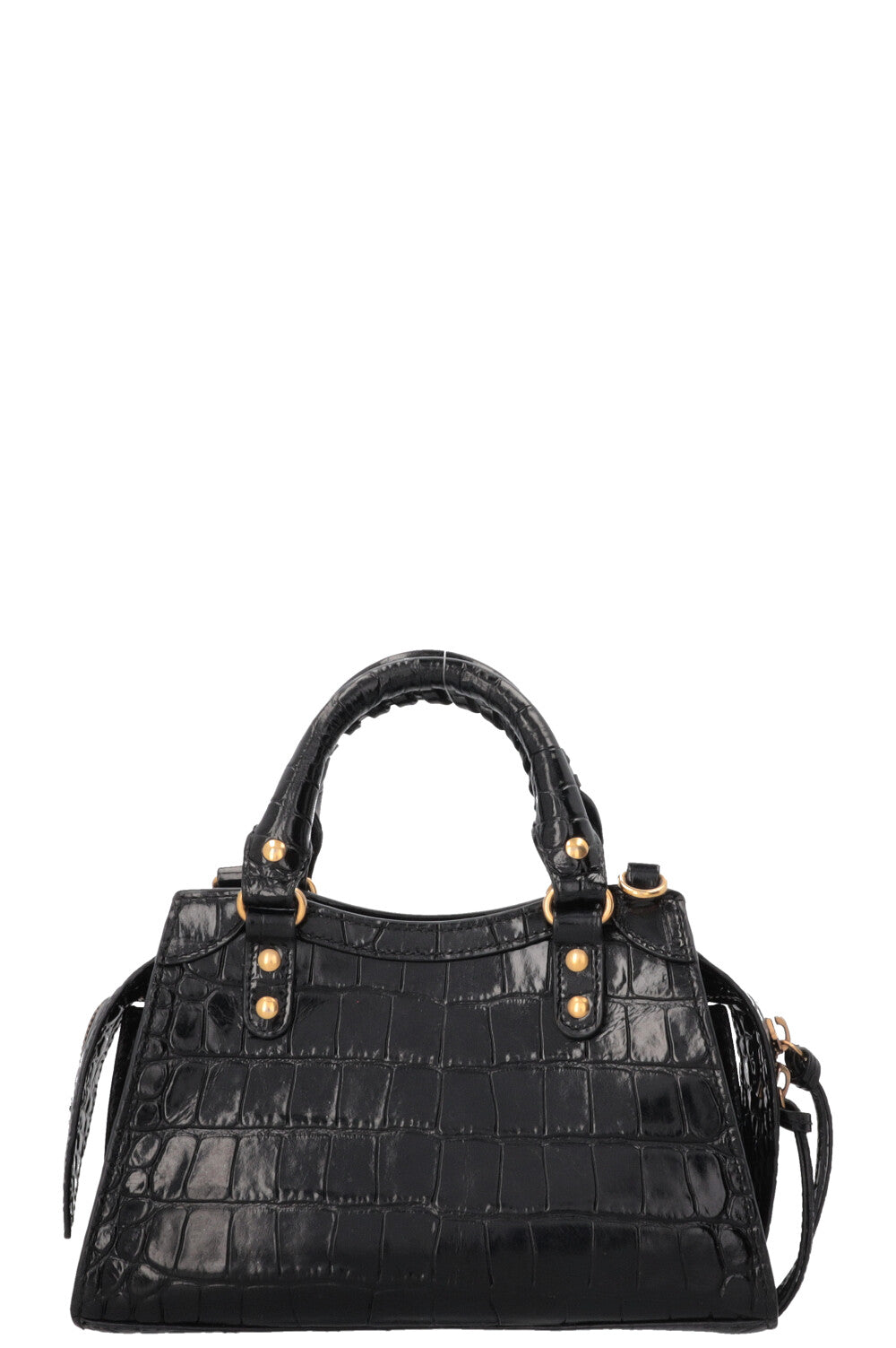 BALENCIAGA Mini Neo City Bag Croco Embossed Black
