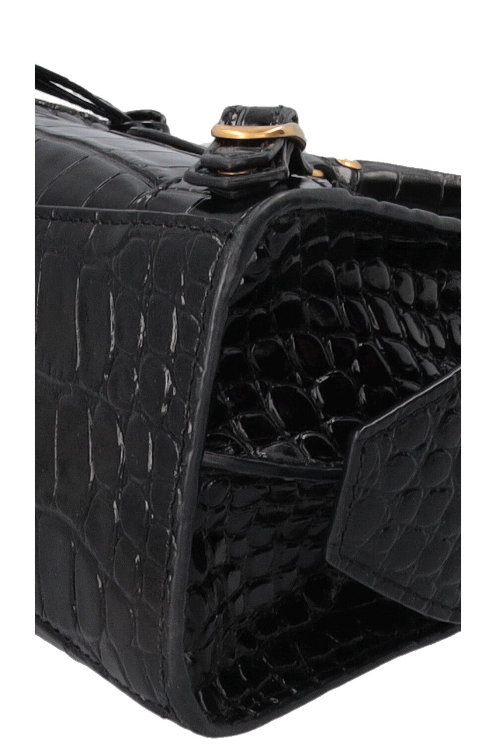 BALENCIAGA Mini Neo City Bag Croco Embossed Black