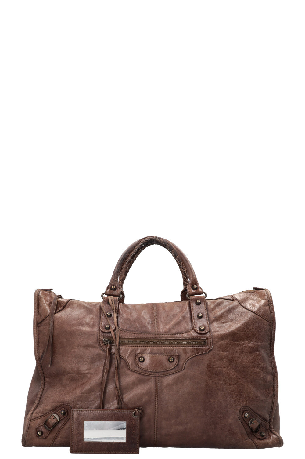 BALENCIAGA Vintage Motocross Classic Weekender Cuir Marron