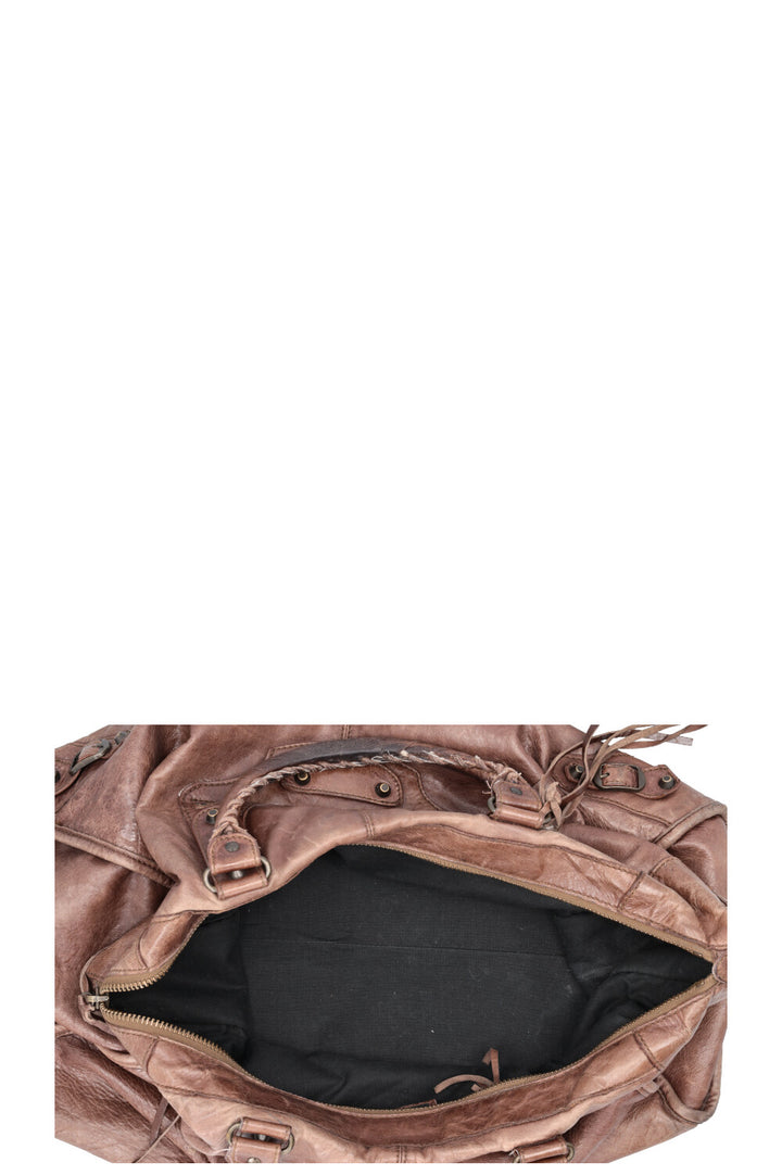 BALENCIAGA Vintage Motocross Classic Weekender Cuir Marron