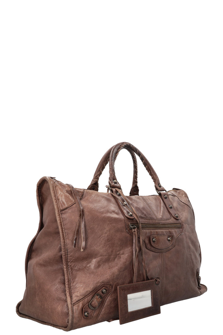 BALENCIAGA Vintage Motocross Classic Weekender Cuir Marron