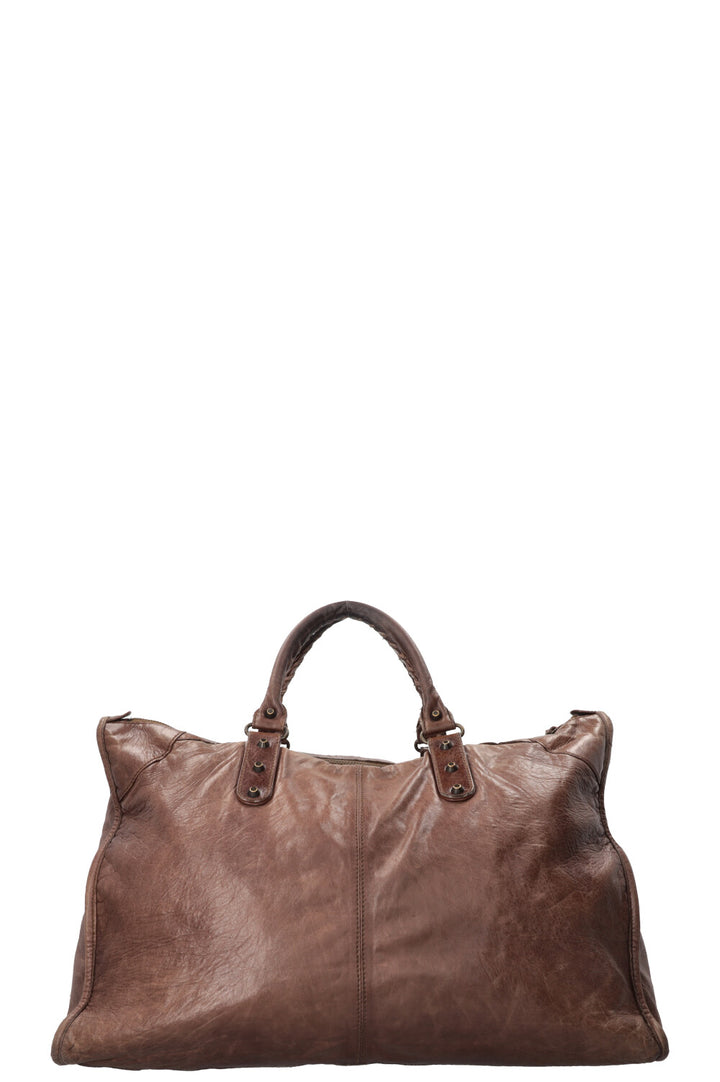 BALENCIAGA Vintage Motocross Classic Weekender Cuir Marron