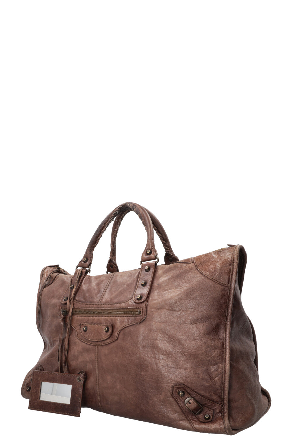 BALENCIAGA Vintage Motocross Classic Weekender Cuir Marron