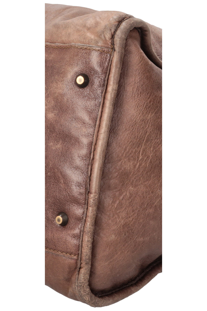 BALENCIAGA Vintage Motocross Classic Weekender Cuir Marron