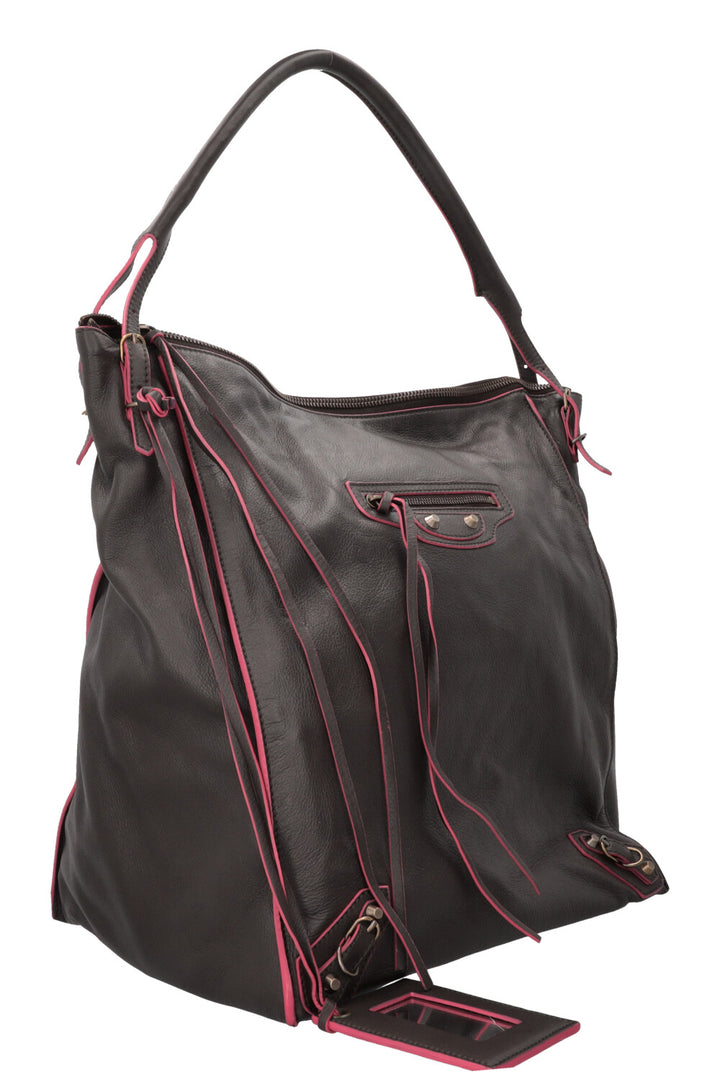 BALENCIAGA Papier Hobo Bag Leather Brown Pink