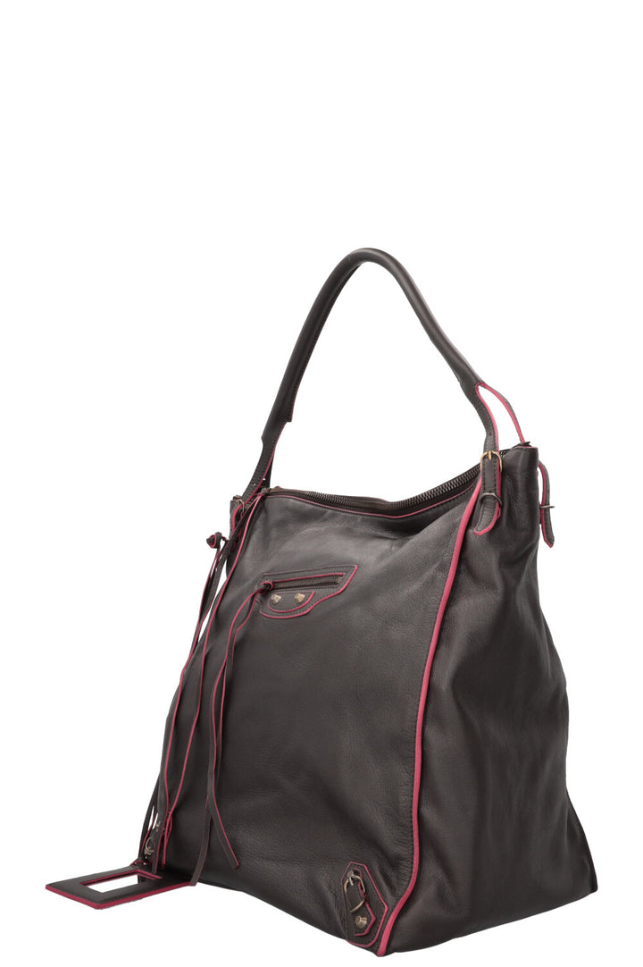 BALENCIAGA Papier Hobo Bag Leather Brown Pink
