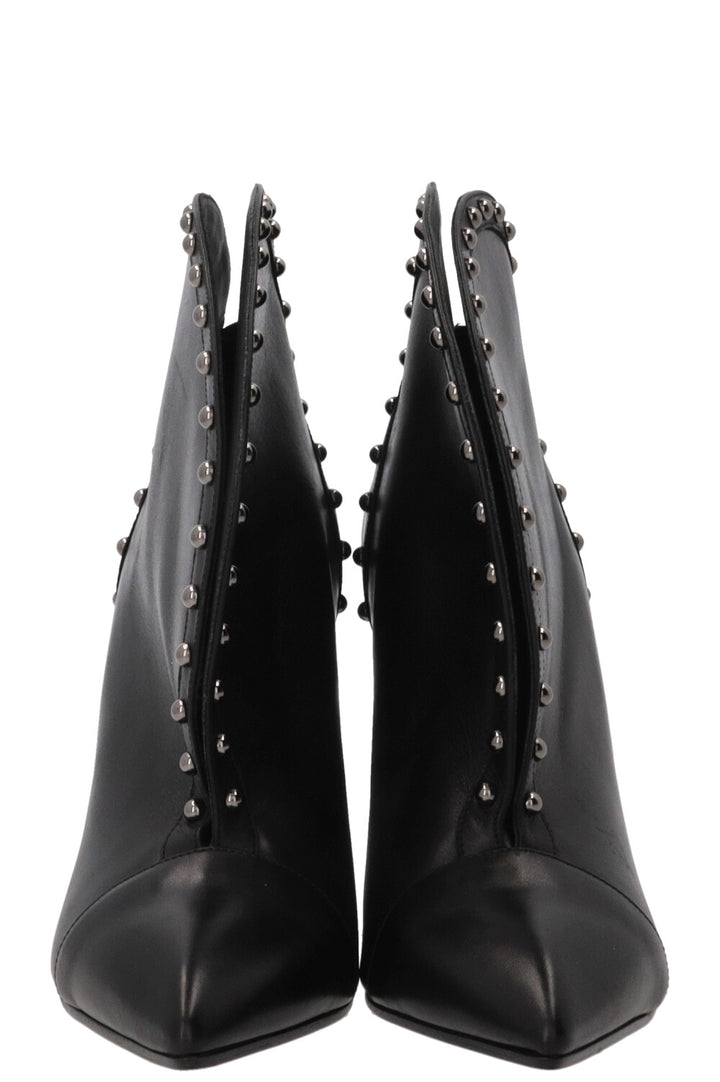 BALMAIN 2018 Bottines à talon chaîne en cuir noir