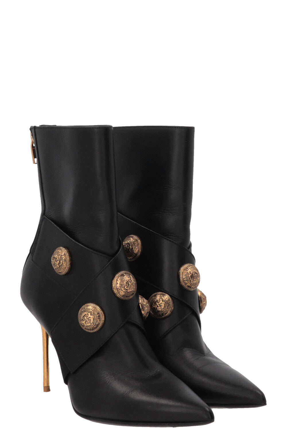 BALMAIN Alma X Buttoned Boots Leather Black