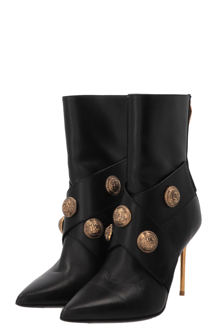 BALMAIN Alma X Buttoned Boots Leather Black