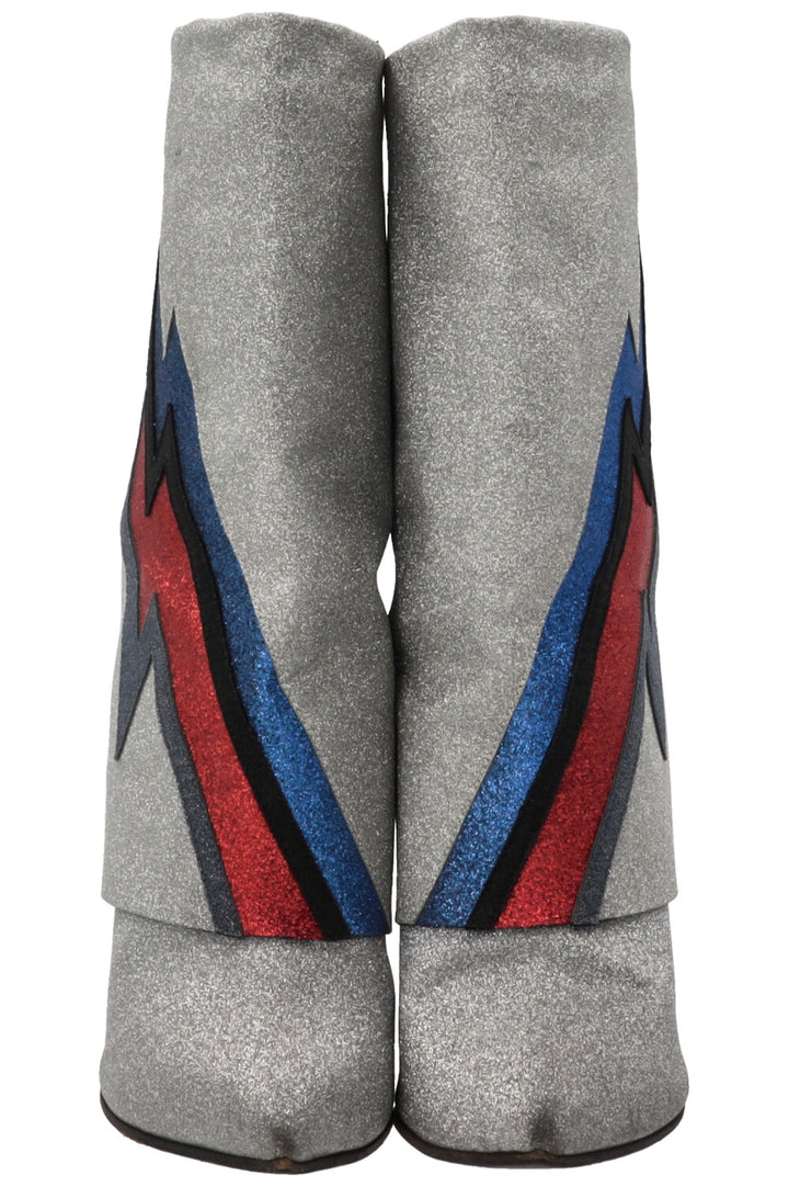 BALMAIN Babette Flash Boots Leather Silver