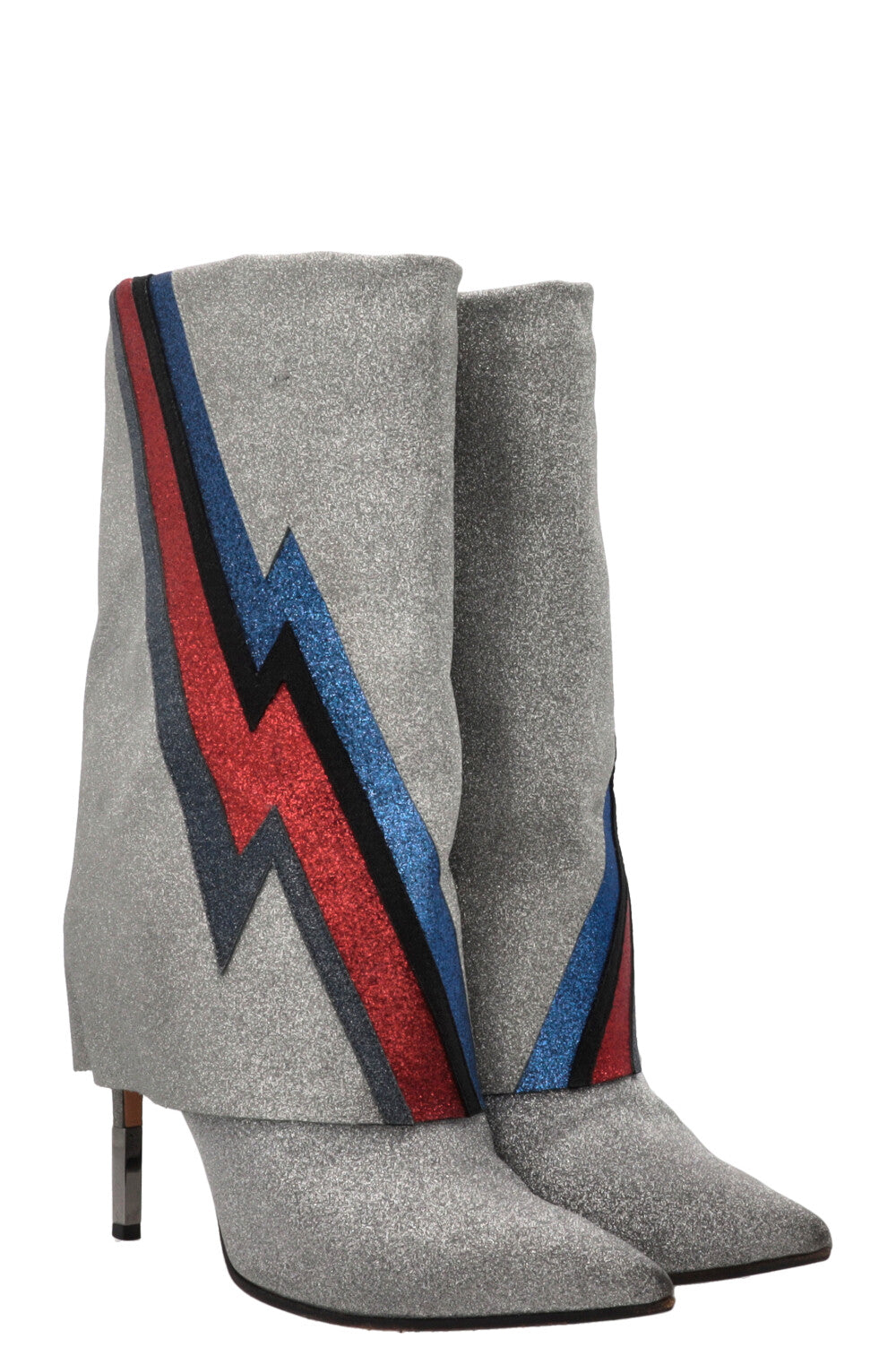 BALMAIN Babette Flash Boots Leather Silver