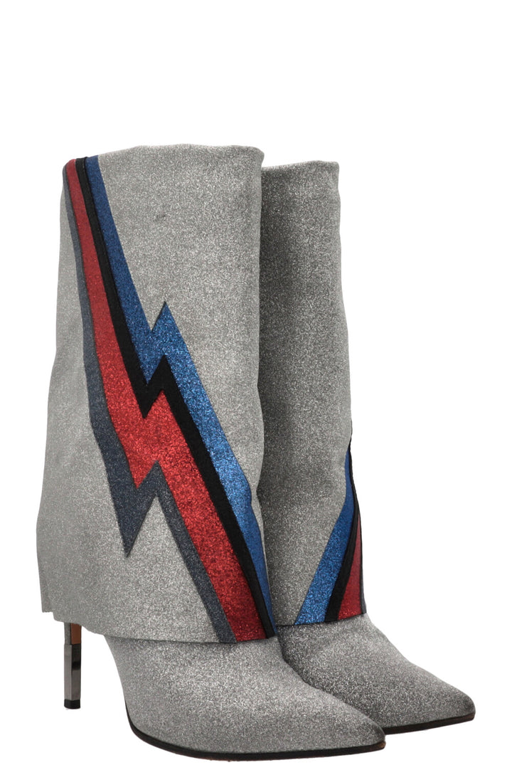 BALMAIN Babette Flash Boots Leather Silver