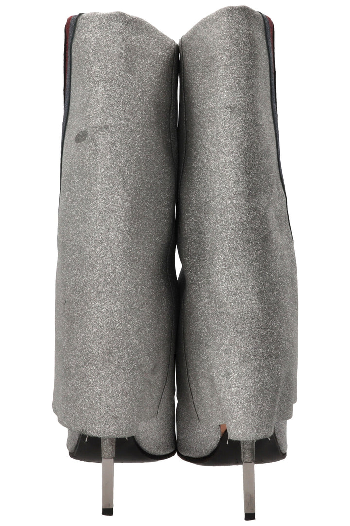 BALMAIN Babette Flash Boots Leather Silver