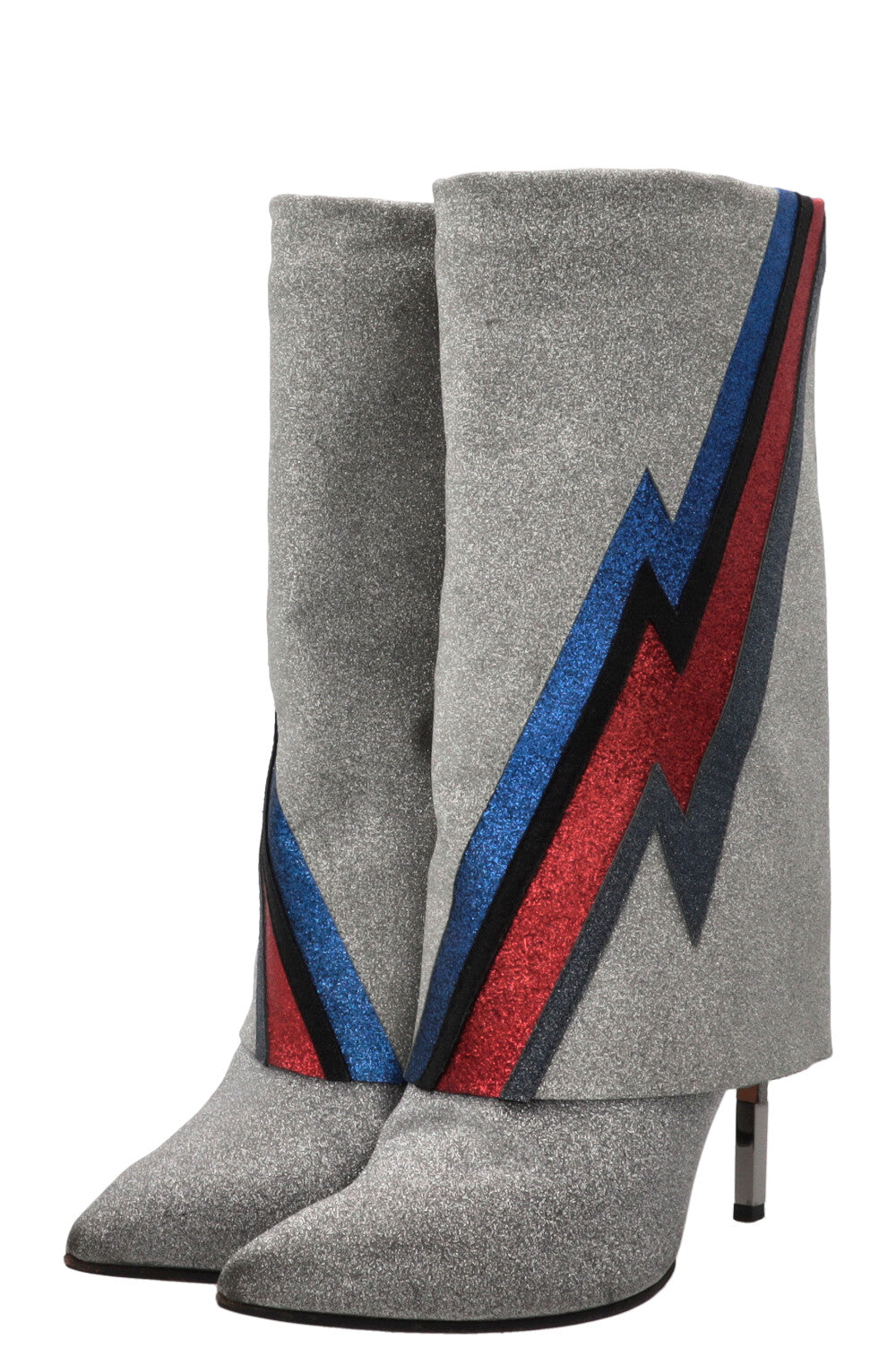 BALMAIN Babette Flash Boots Leather Silver