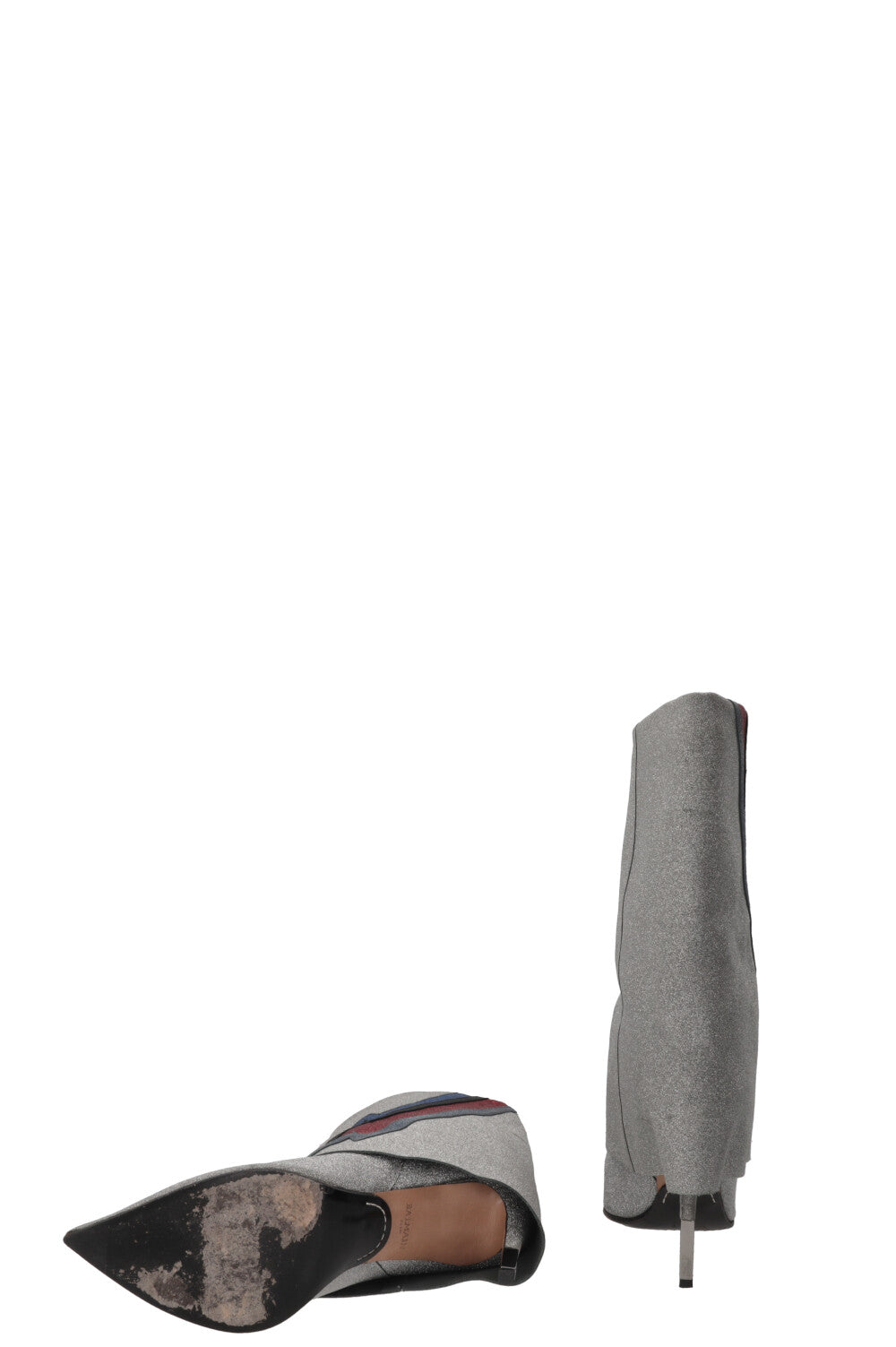 BALMAIN Babette Flash Boots Leather Silver