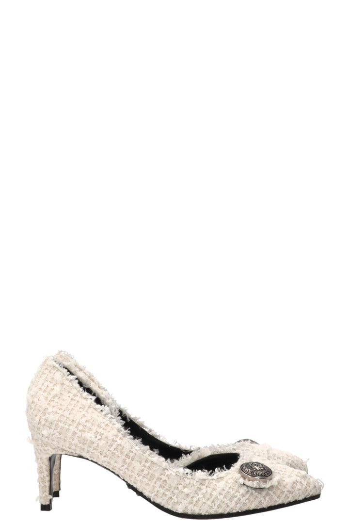 BALMAIN Julie Heels Tweed Off White