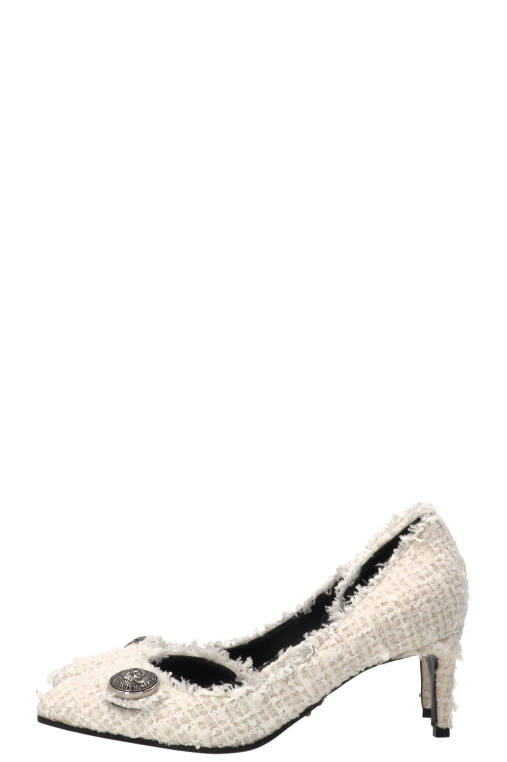 BALMAIN Julie Heels Tweed Off White
