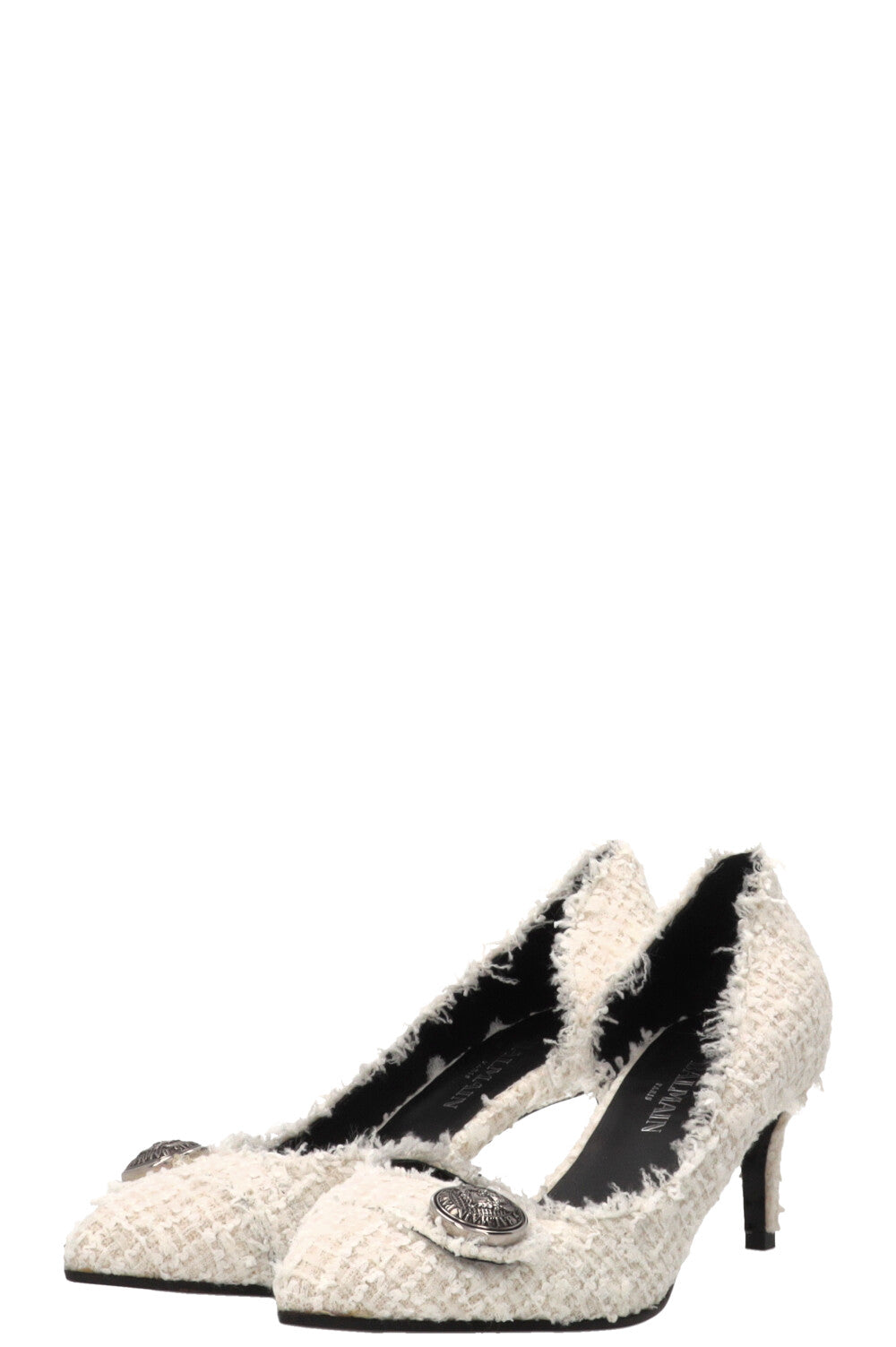 BALMAIN Julie Heels Tweed Off White