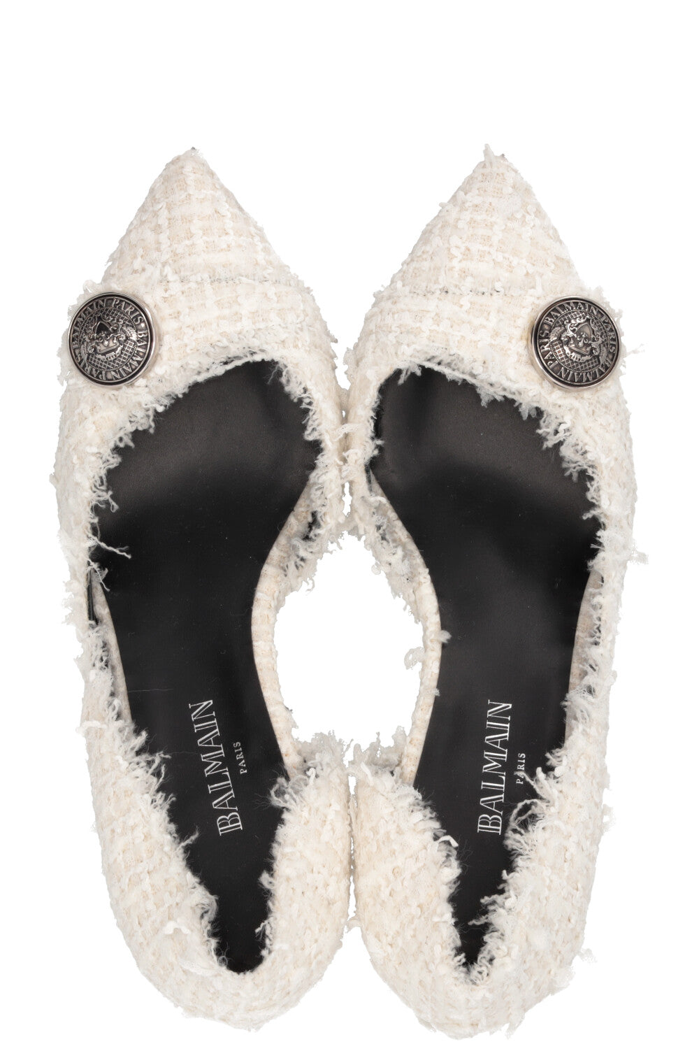 BALMAIN Julie Heels Tweed Off White