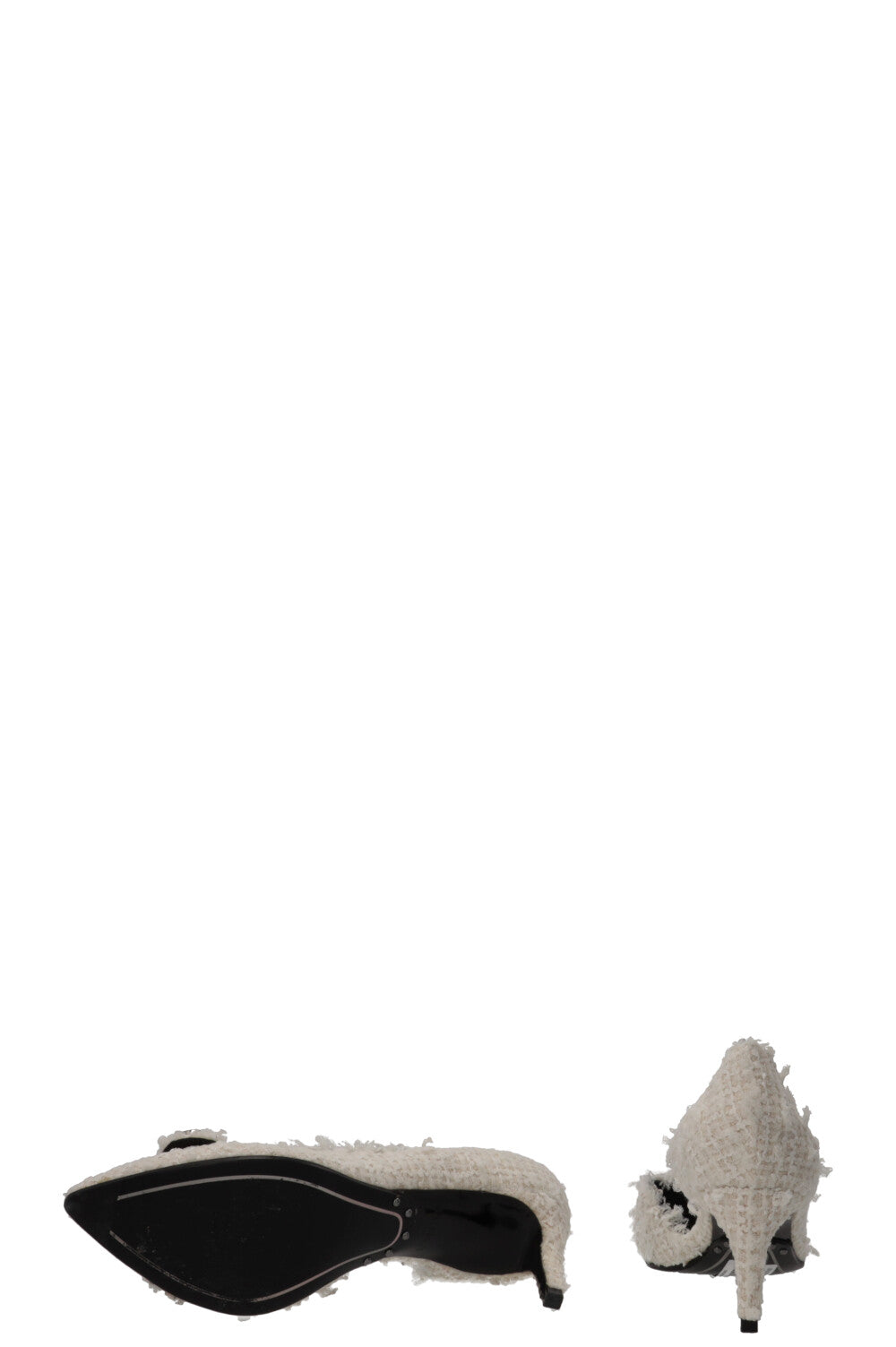 BALMAIN Julie Heels Tweed Off White