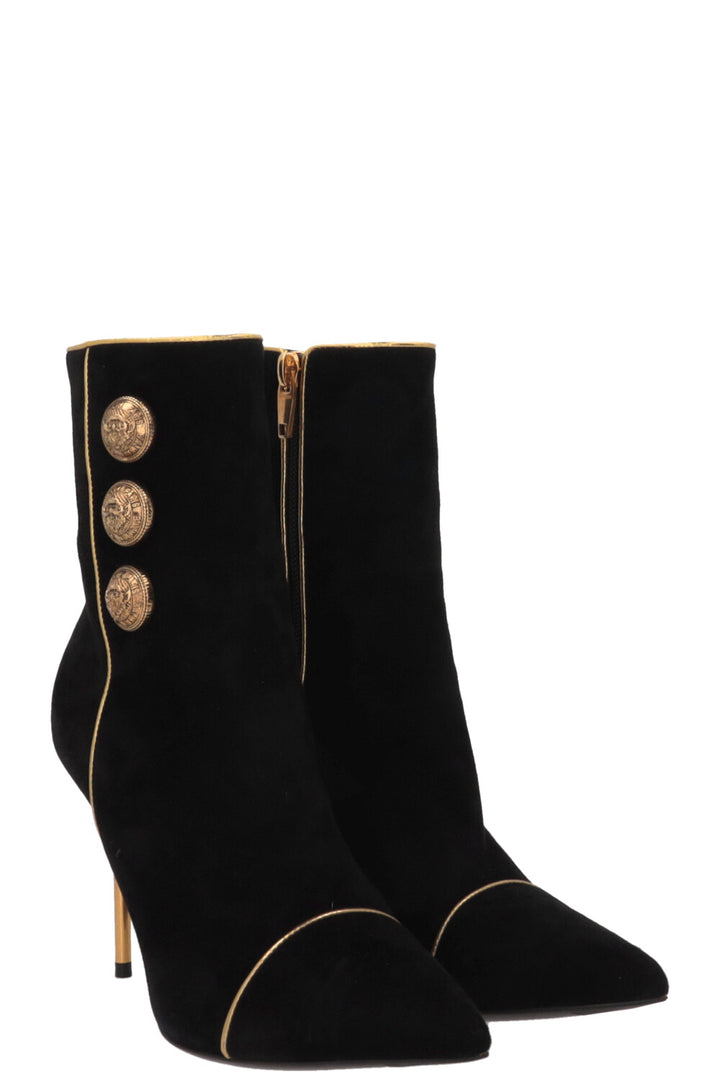 BALMAIN Roni Buttoned Boots Suede Black