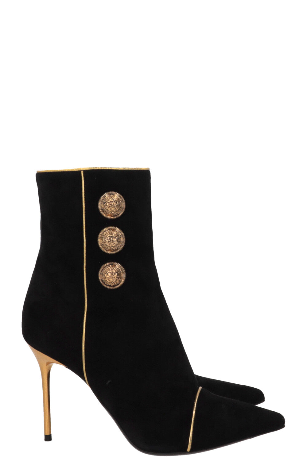 BALMAIN Roni Buttoned Boots Suede Black