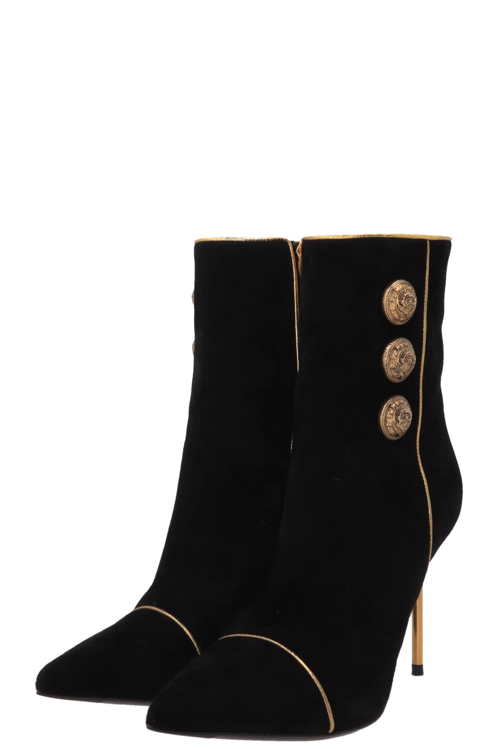 BALMAIN Roni Buttoned Boots Suede Black